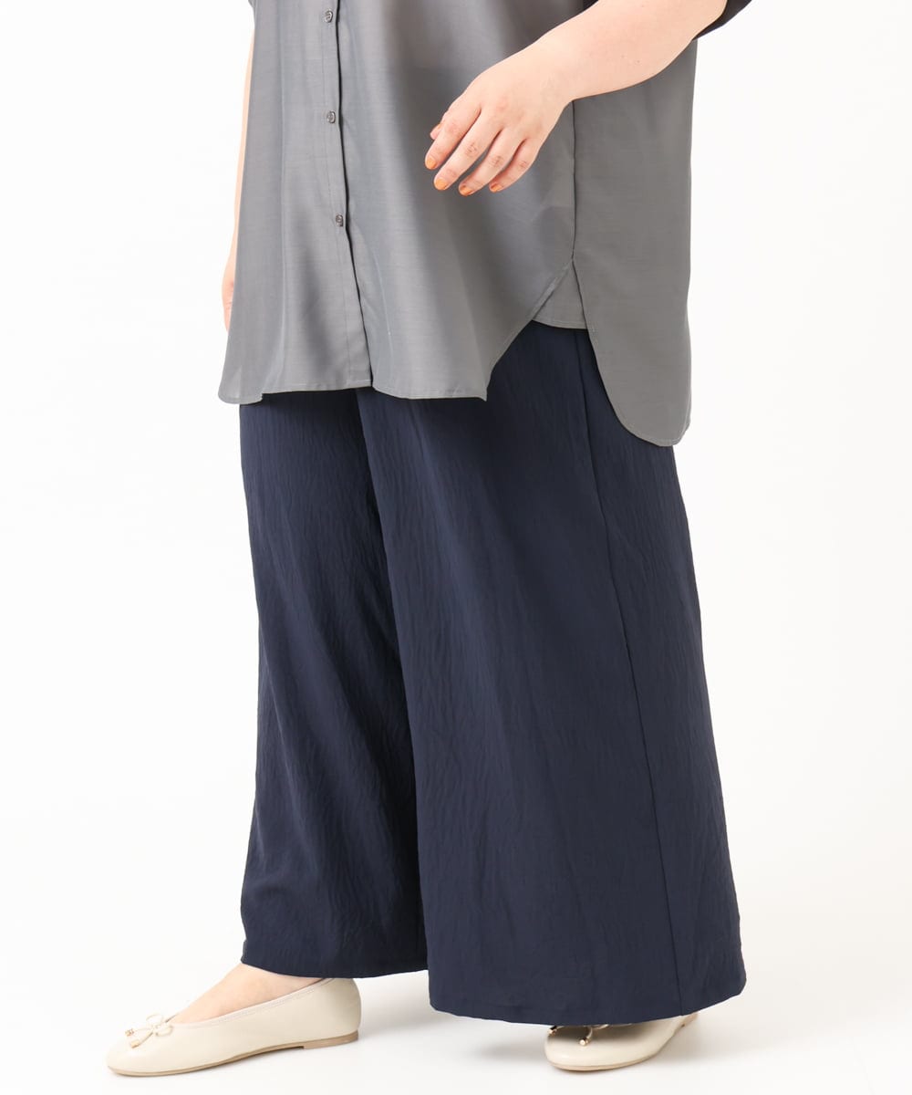 OLLIV38099 eur3(エウルキューブ) 【大きいサイズ】ドライヴィンテージワイドパンツ ネイビー(57)