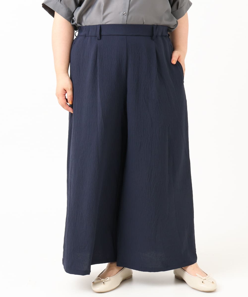 OLLIV38099 eur3(エウルキューブ) 【大きいサイズ】ドライヴィンテージワイドパンツ ネイビー(57)