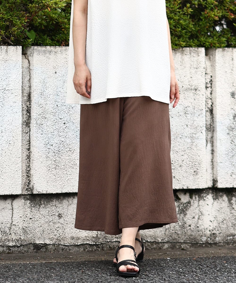OLLIV38099 eur3(エウルキューブ) 【大きいサイズ】ドライヴィンテージワイドパンツ モカ(84)