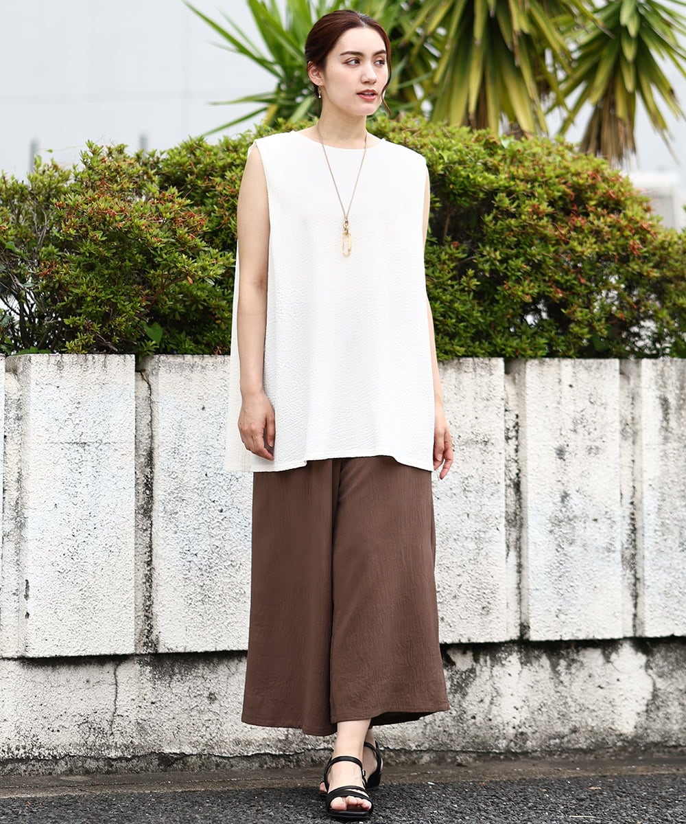 OLLIV38099 eur3(エウルキューブ) 【大きいサイズ】ドライヴィンテージワイドパンツ モカ(84)