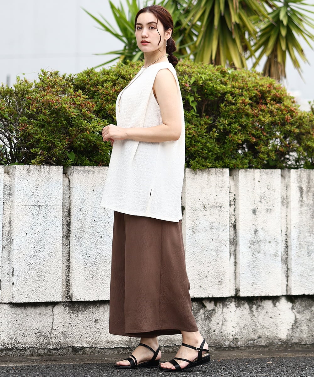 OLLIV38099 eur3(エウルキューブ) 【大きいサイズ】ドライヴィンテージワイドパンツ モカ(84)