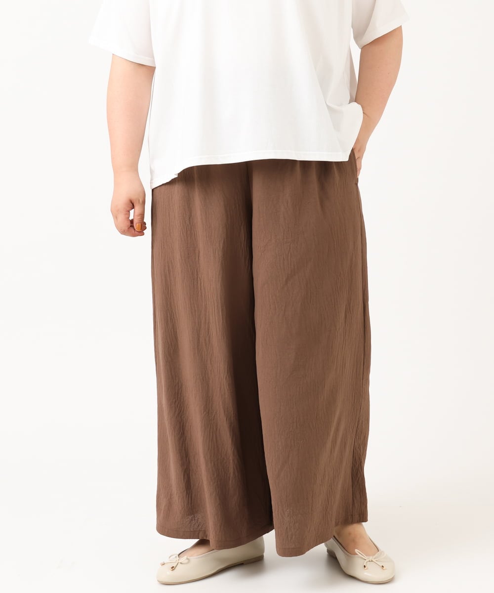 OLLIV38099 eur3(エウルキューブ) 【大きいサイズ】ドライヴィンテージワイドパンツ モカ(84)