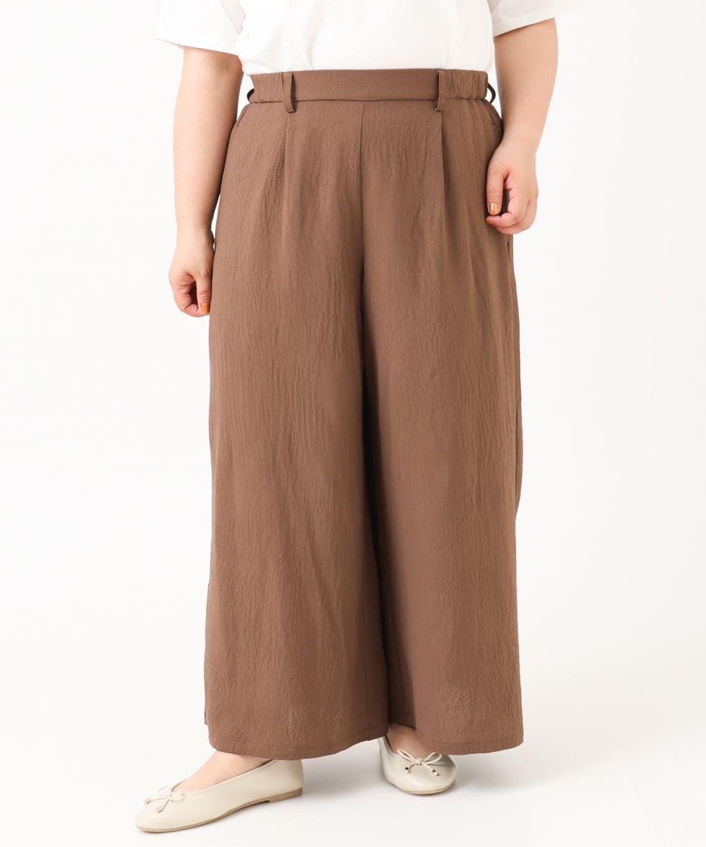OLLIV38099 eur3(エウルキューブ) 【大きいサイズ】ドライヴィンテージワイドパンツ モカ(84)