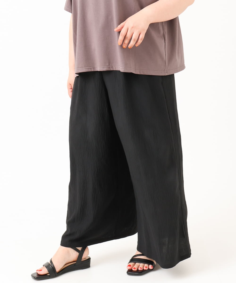 OLLIV38099 eur3(エウルキューブ) 【大きいサイズ】ドライヴィンテージワイドパンツ ブラック(94)