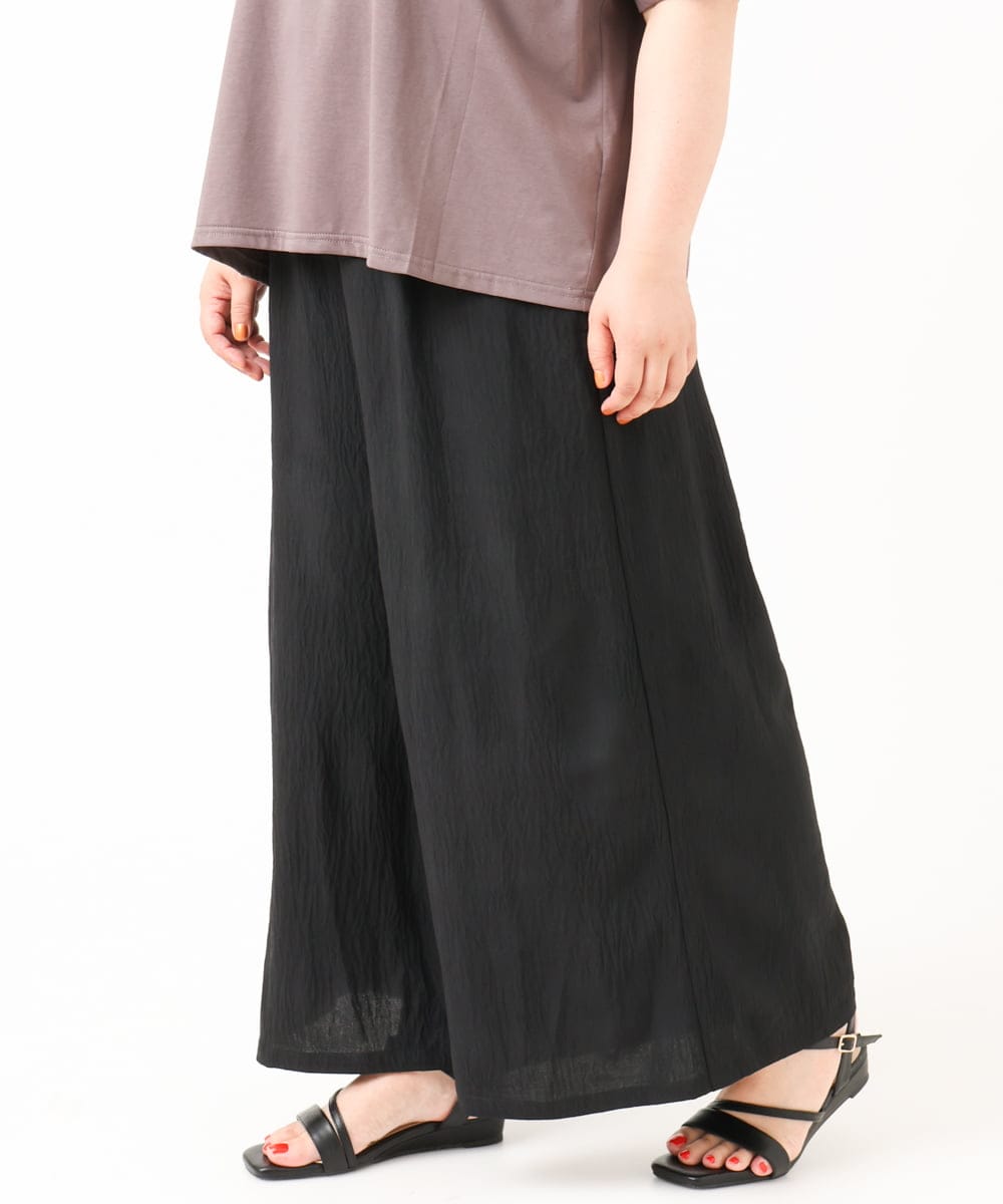 OLLIV38099 eur3(エウルキューブ) 【大きいサイズ】ドライヴィンテージワイドパンツ ブラック(94)