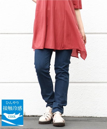OLLIV39089 eur3 【大きいサイズ/接触冷感】デニムレギンスパンツ