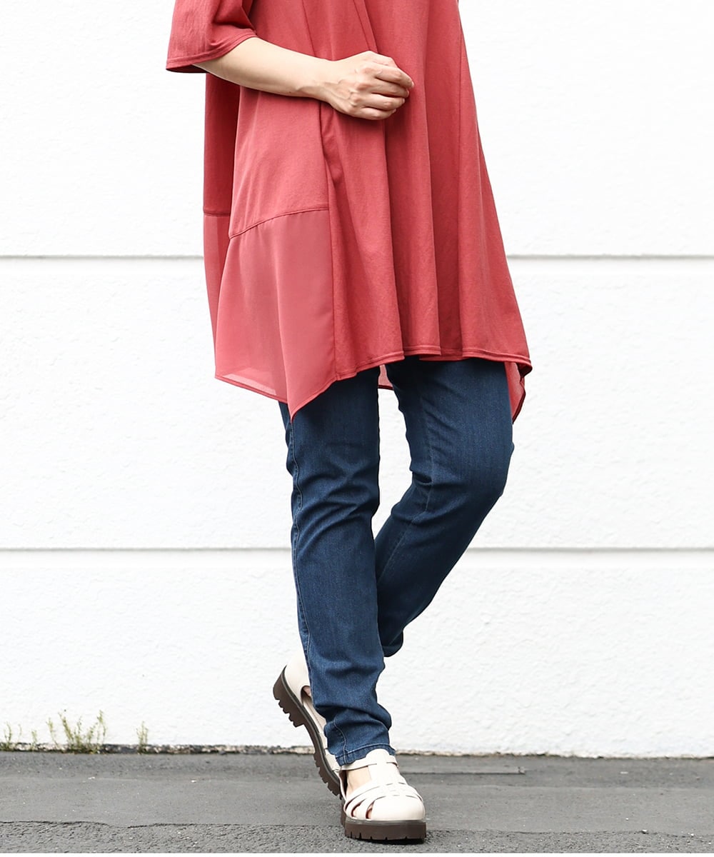 OLLIV39089 eur3(エウルキューブ) 【大きいサイズ/接触冷感】デニムレギンスパンツ ネイビー(57)