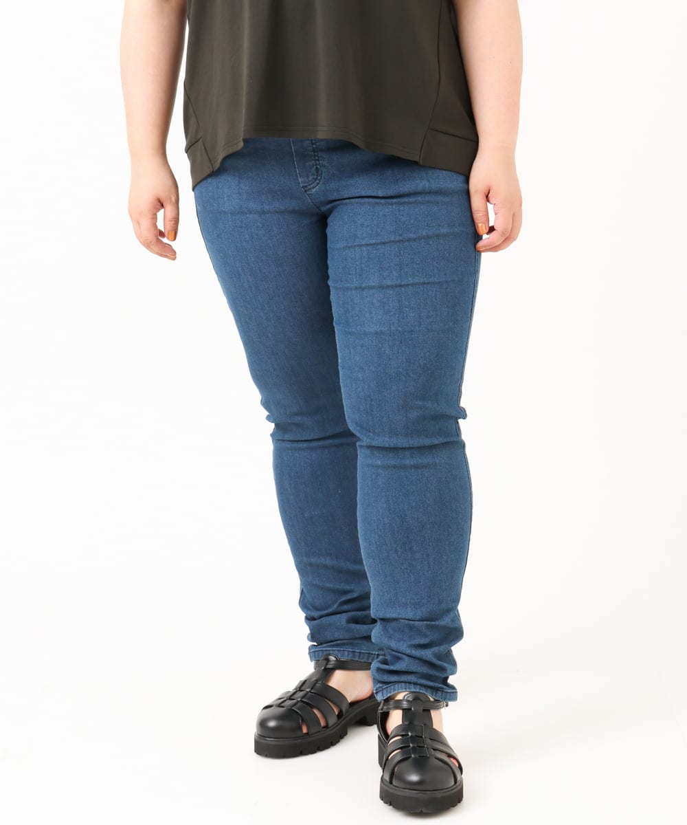 OLLIV39089 eur3(エウルキューブ) 【大きいサイズ/接触冷感】デニムレギンスパンツ ネイビー(57)