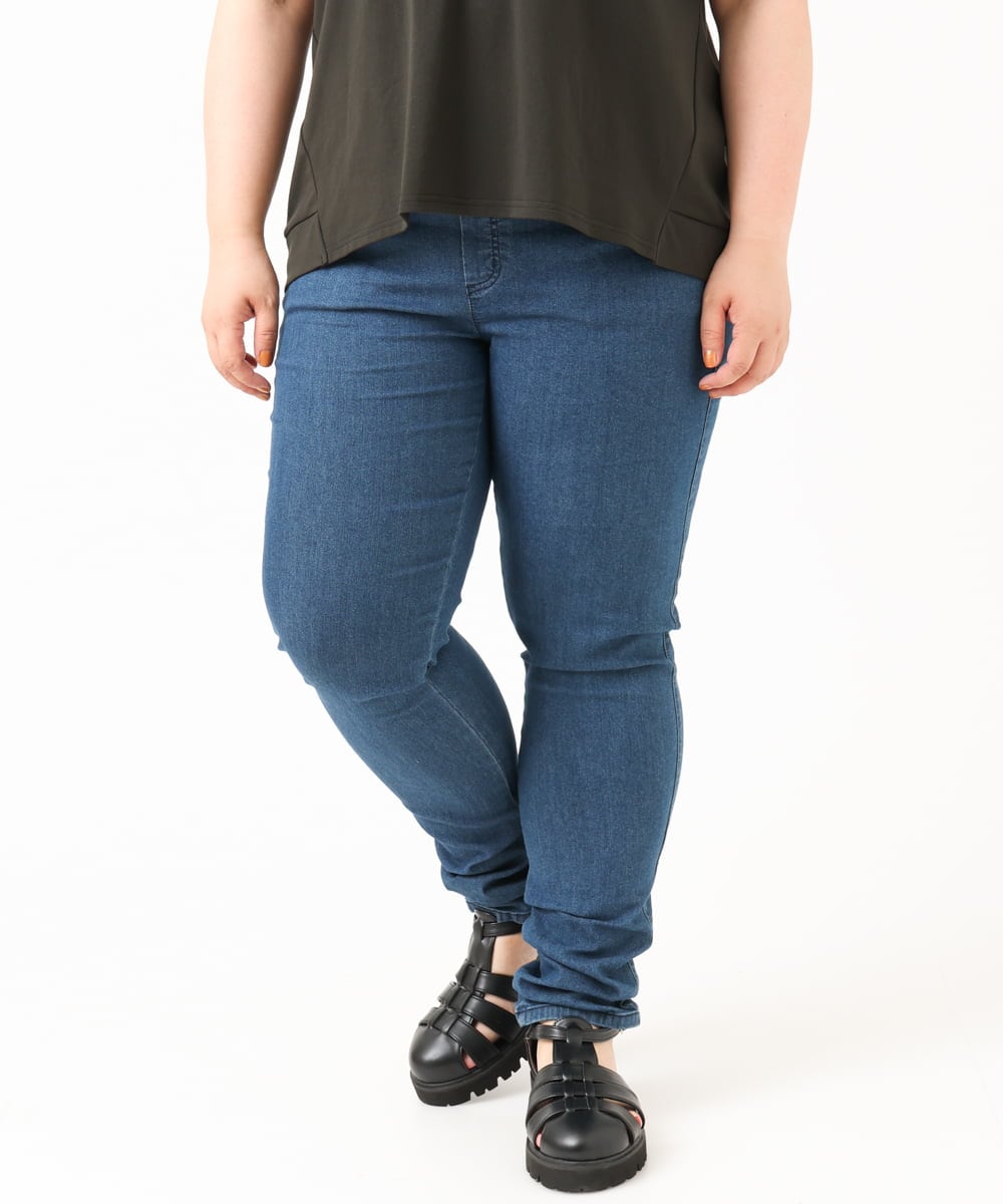 OLLIV39089 eur3(エウルキューブ) 【大きいサイズ/接触冷感】デニムレギンスパンツ ネイビー(57)