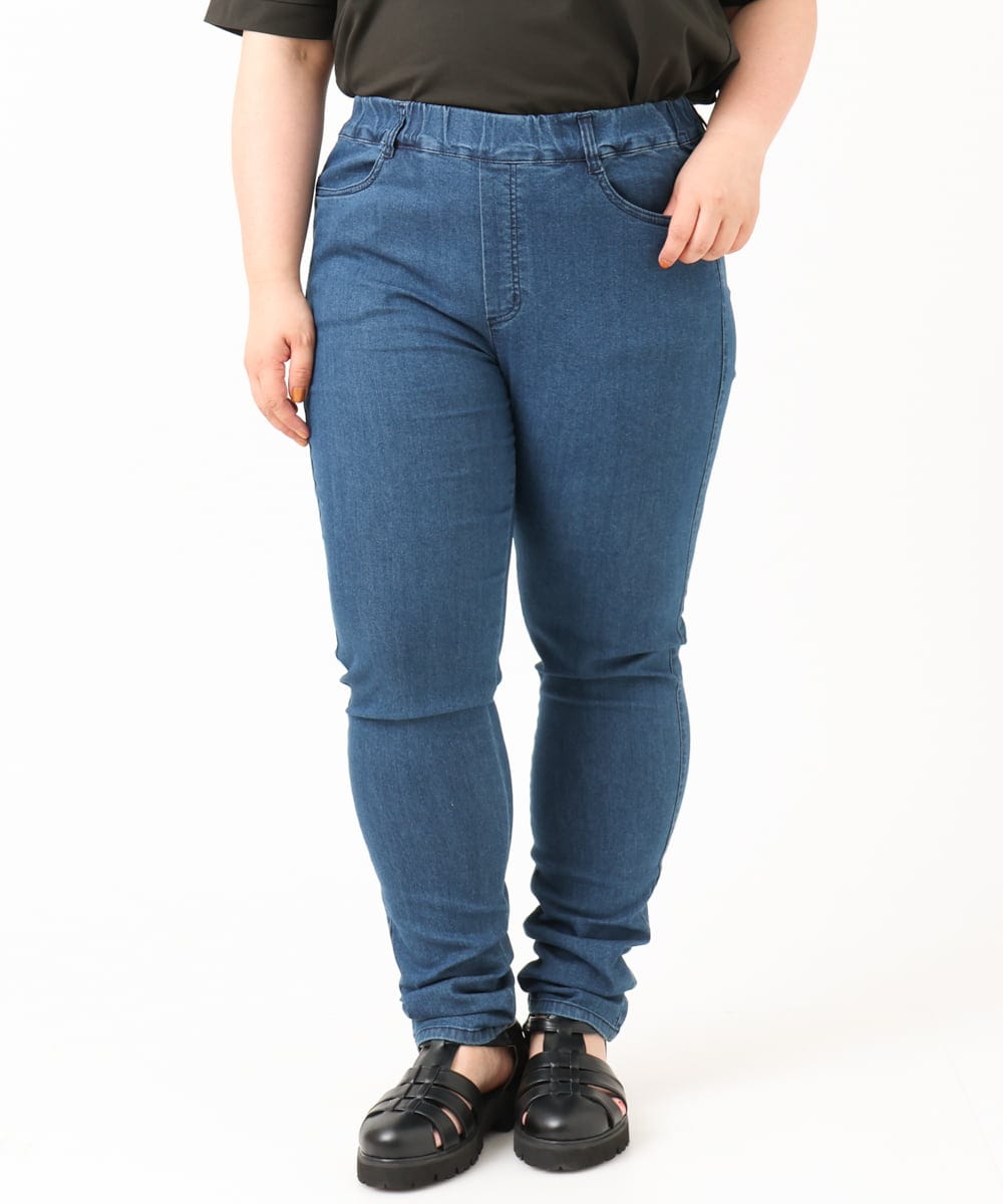 OLLIV39089 eur3(エウルキューブ) 【大きいサイズ/接触冷感】デニムレギンスパンツ ネイビー(57)