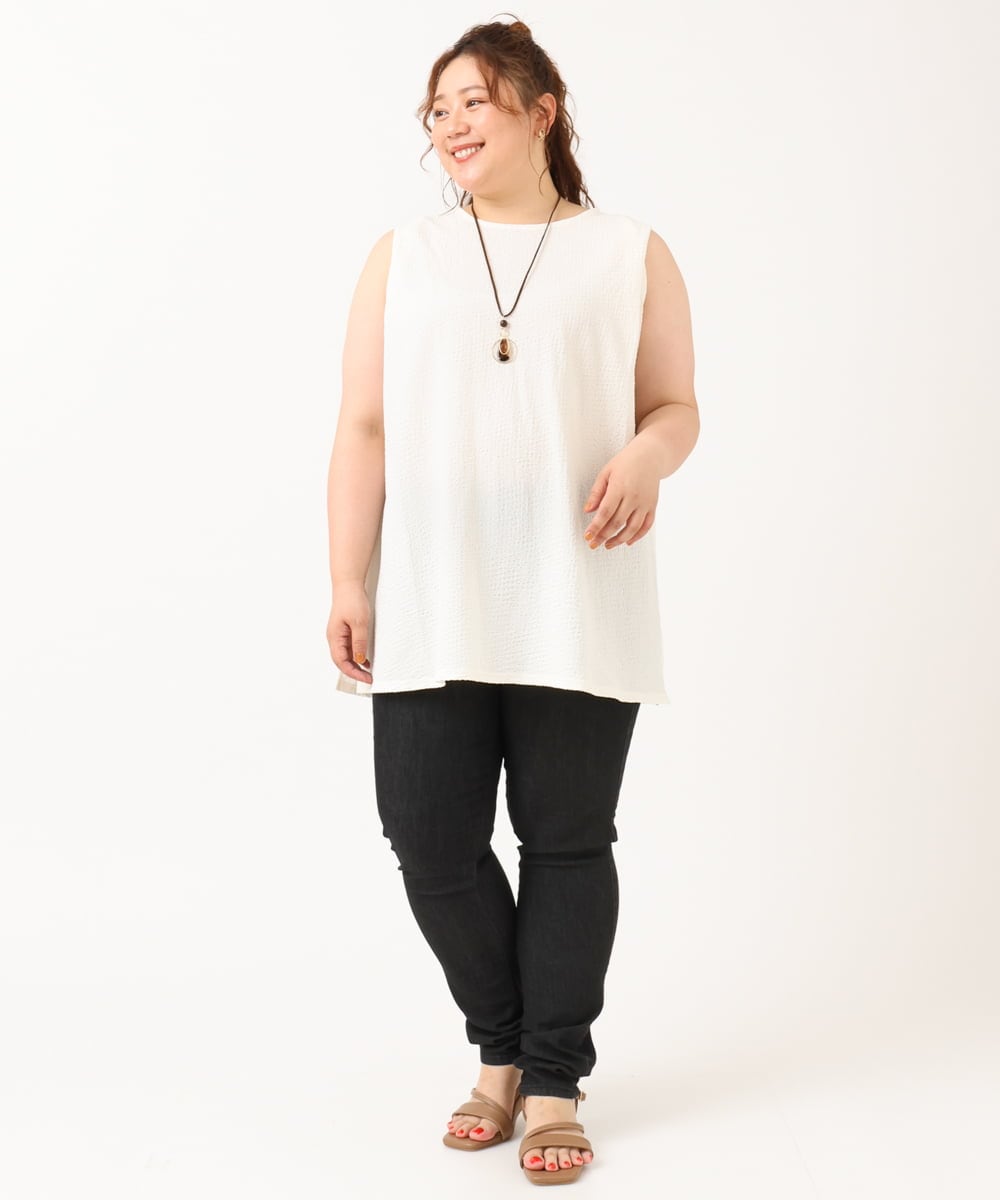 OLLIV39089 eur3(エウルキューブ) 【大きいサイズ/接触冷感】デニムレギンスパンツ ブラック(94)