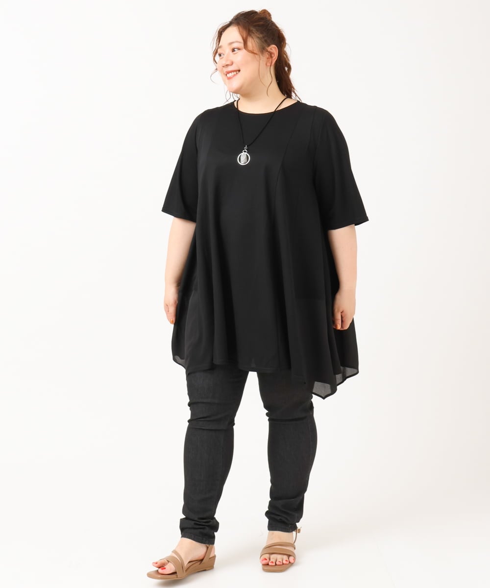 OLLIV39089 eur3(エウルキューブ) 【大きいサイズ/接触冷感】デニムレギンスパンツ ブラック(94)