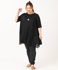 OLLIV39089 eur3(エウルキューブ) 【大きいサイズ/接触冷感】デニムレギンスパンツ ブラック(94)