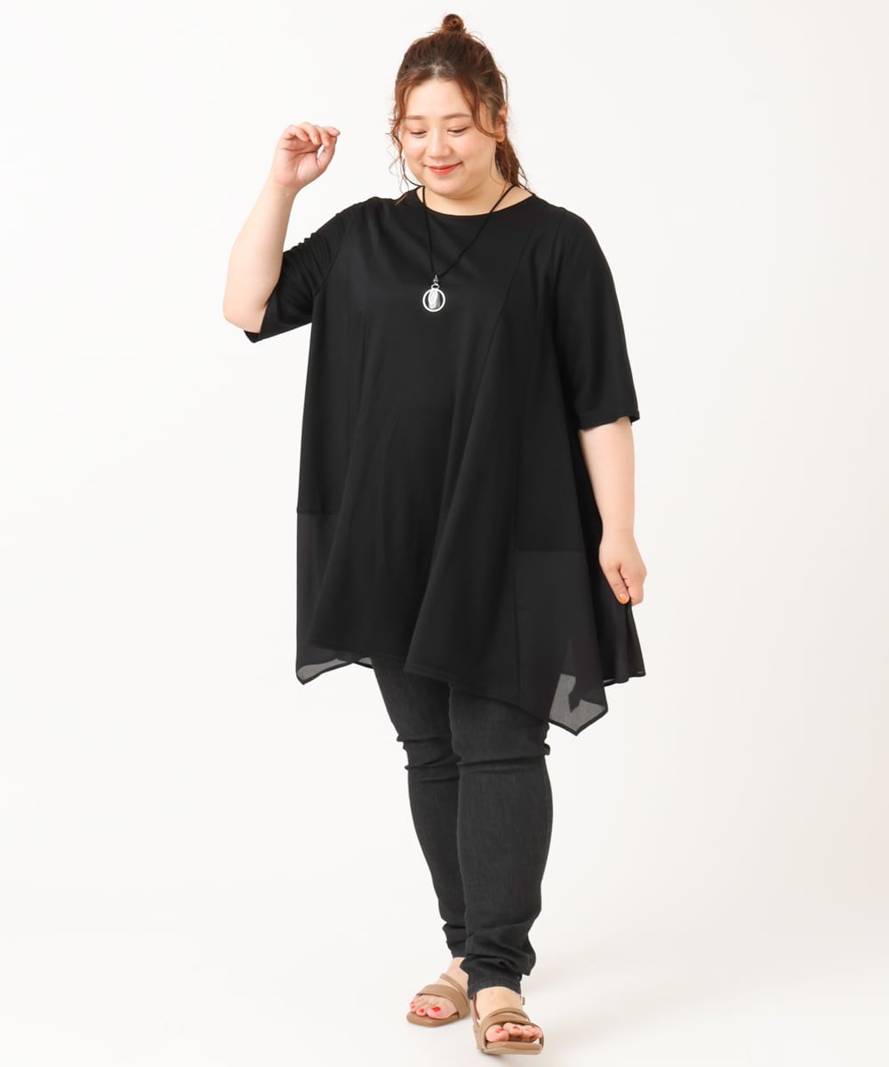 OLLIV39089 eur3(エウルキューブ) 【大きいサイズ/接触冷感】デニムレギンスパンツ ブラック(94)