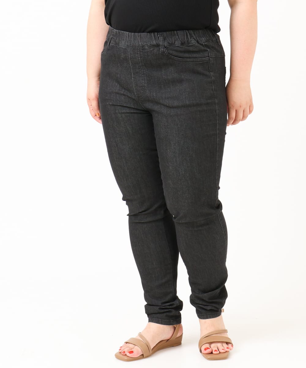 OLLIV39089 eur3(エウルキューブ) 【大きいサイズ/接触冷感】デニムレギンスパンツ ブラック(94)