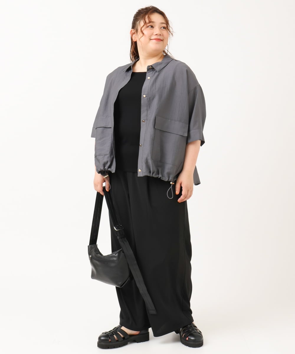OLLIV40119 eur3(エウルキューブ) 【大きいサイズ/接触冷感】ラメラインパンツ ブラック(94)