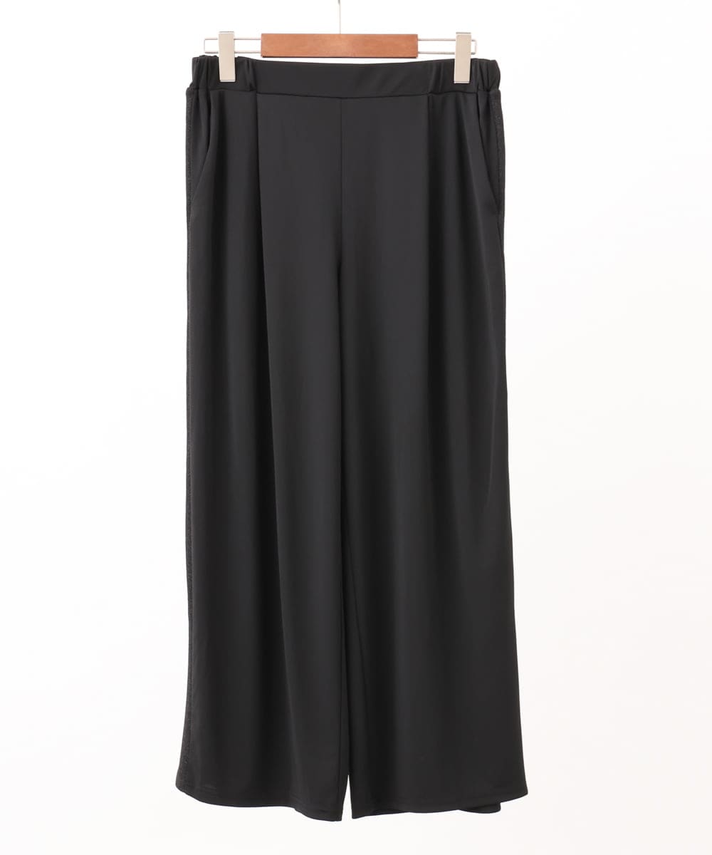 OLLIV40119 eur3(エウルキューブ) 【大きいサイズ/接触冷感】ラメラインパンツ ブラック(94)
