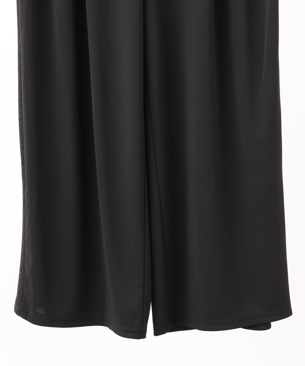 OLLIV40119 eur3(エウルキューブ) 【大きいサイズ/接触冷感】ラメラインパンツ ブラック(94)