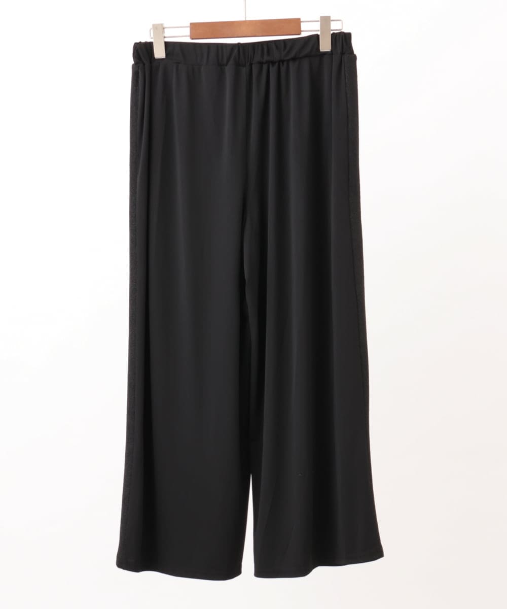 OLLIV40119 eur3(エウルキューブ) 【大きいサイズ/接触冷感】ラメラインパンツ ブラック(94)