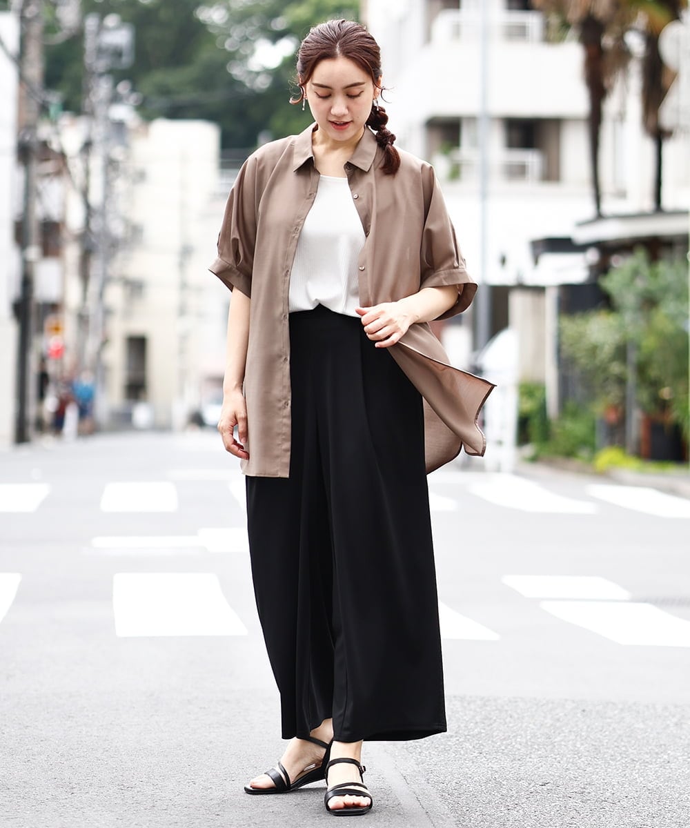 OLLIV40119 eur3(エウルキューブ) 【大きいサイズ/接触冷感】ラメラインパンツ ブラック(94)