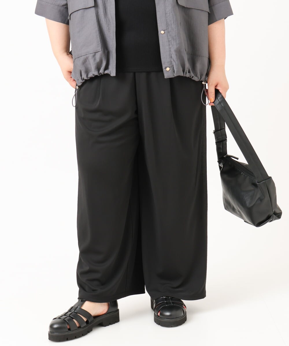 OLLIV40119 eur3(エウルキューブ) 【大きいサイズ/接触冷感】ラメラインパンツ ブラック(94)