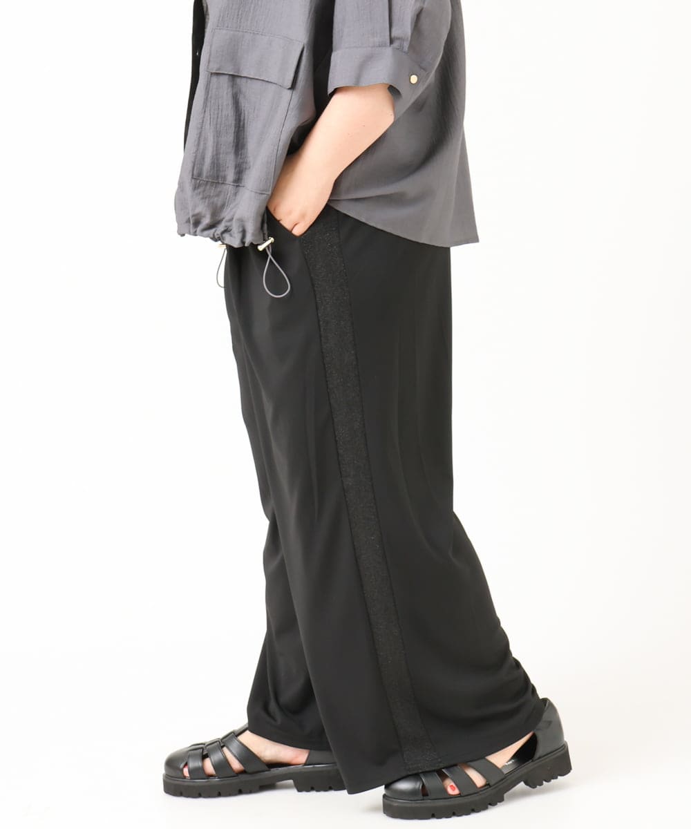 OLLIV40119 eur3(エウルキューブ) 【大きいサイズ/接触冷感】ラメラインパンツ ブラック(94)