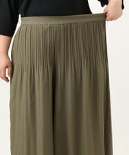OLLJA01099 eur3(エウルキューブ) 【大きいサイズ】プリーツワイドパンツ カーキ(36)