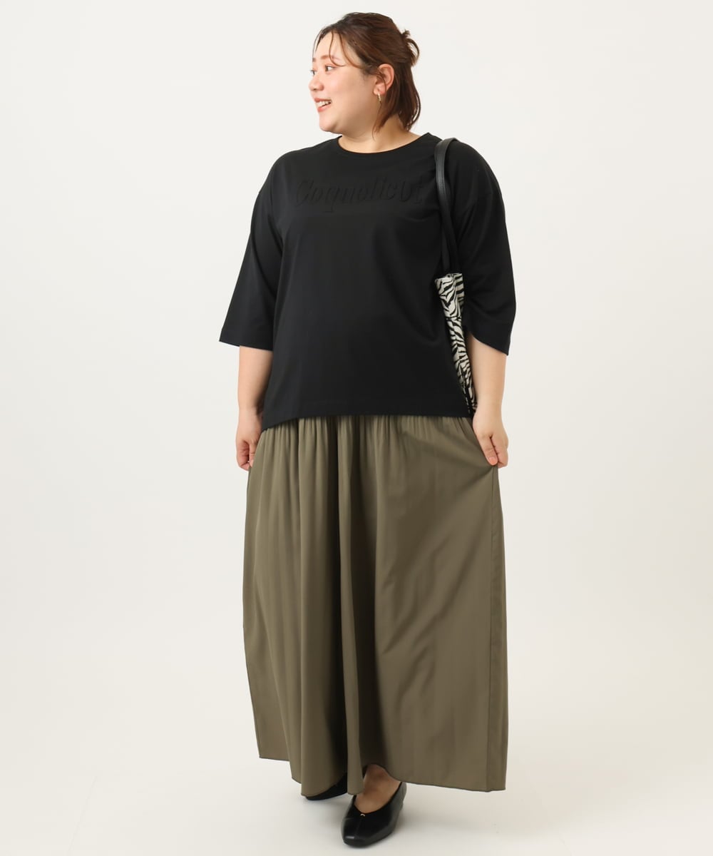 OLLJA01099 eur3(エウルキューブ) 【大きいサイズ】プリーツワイドパンツ カーキ(36)