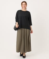 OLLJA01099 eur3(エウルキューブ) 【大きいサイズ】プリーツワイドパンツ カーキ(36)