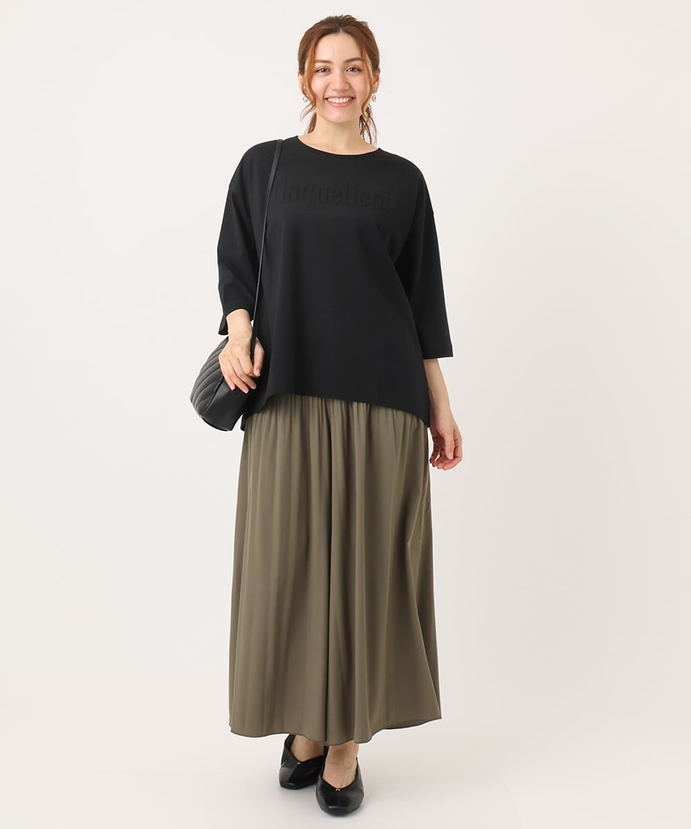 OLLJA01099 eur3(エウルキューブ) 【大きいサイズ】プリーツワイドパンツ カーキ(36)
