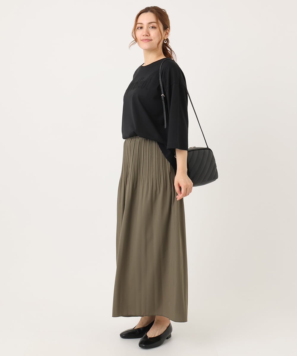 OLLJA01099 eur3(エウルキューブ) 【大きいサイズ】プリーツワイドパンツ カーキ(36)