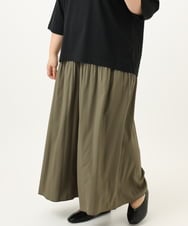 OLLJA01099 eur3(エウルキューブ) 【大きいサイズ】プリーツワイドパンツ カーキ(36)