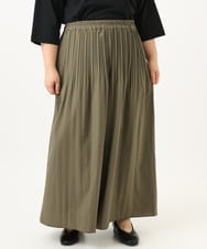 OLLJA01099 eur3(エウルキューブ) 【大きいサイズ】プリーツワイドパンツ カーキ(36)