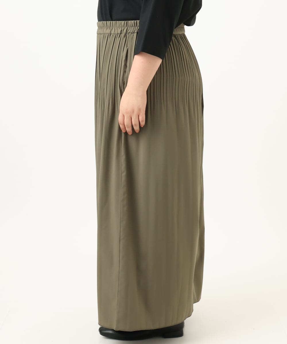 OLLJA01099 eur3(エウルキューブ) 【大きいサイズ】プリーツワイドパンツ カーキ(36)