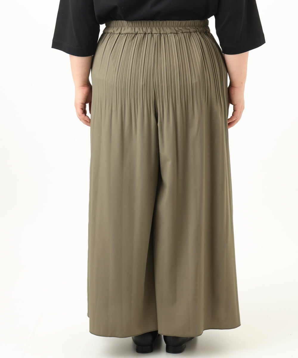 OLLJA01099 eur3(エウルキューブ) 【大きいサイズ】プリーツワイドパンツ カーキ(36)