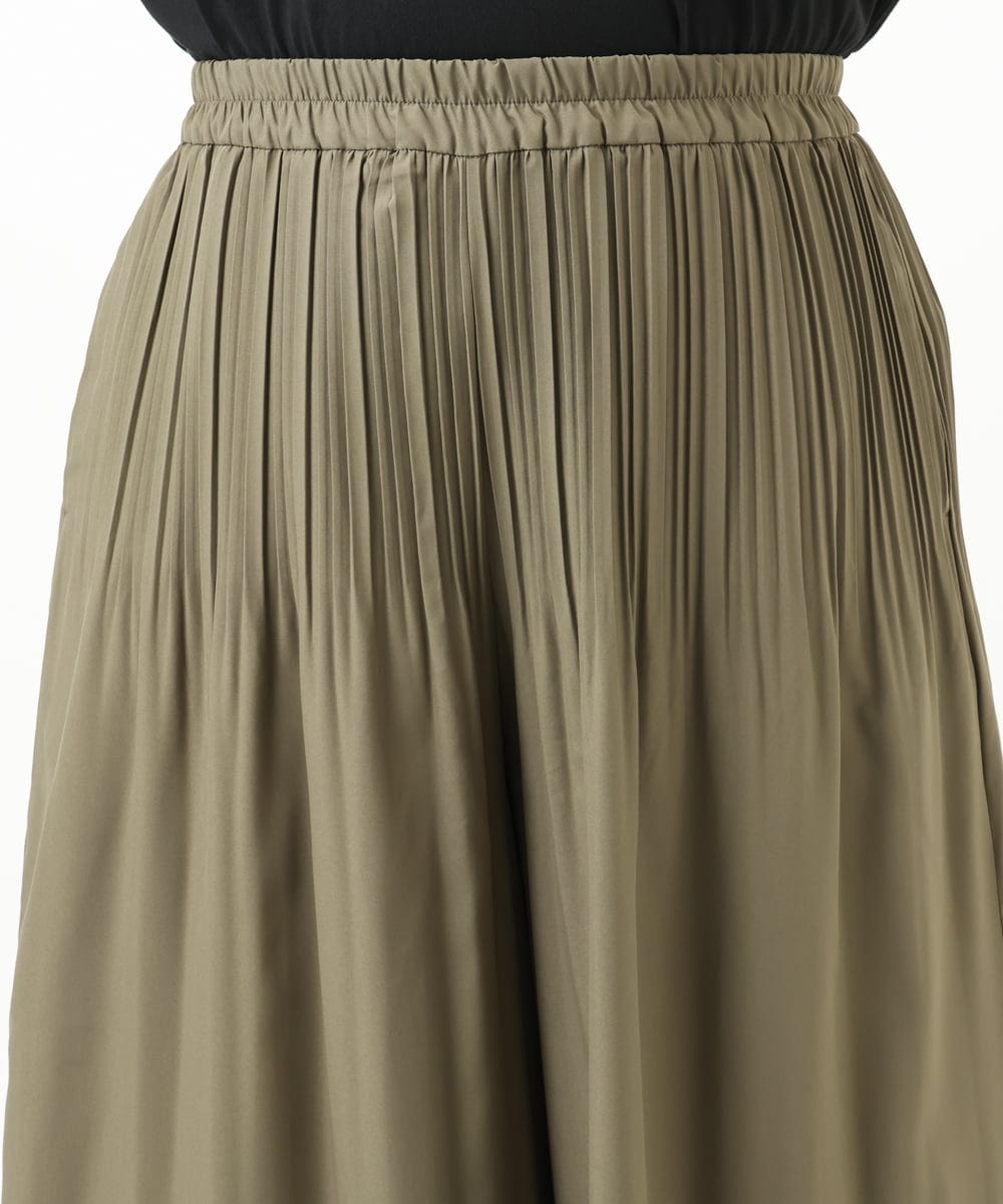 OLLJA01099 eur3(エウルキューブ) 【大きいサイズ】プリーツワイドパンツ カーキ(36)