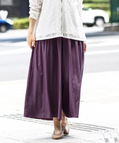 OLLJA01099 eur3 【大きいサイズ】プリーツワイドパンツ