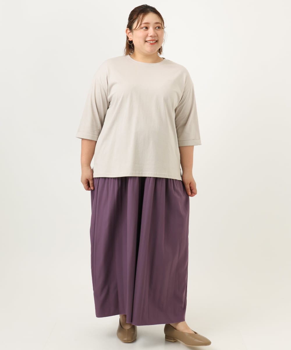 OLLJA01099 eur3(エウルキューブ) 【大きいサイズ】プリーツワイドパンツ パープル(63)