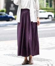 OLLJA01099 eur3(エウルキューブ) 【大きいサイズ】プリーツワイドパンツ パープル(63)