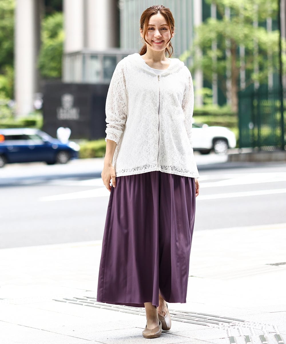OLLJA01099 eur3(エウルキューブ) 【大きいサイズ】プリーツワイドパンツ パープル(63)