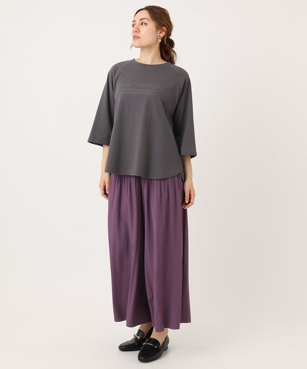 OLLJA01099 eur3(エウルキューブ) 【大きいサイズ】プリーツワイドパンツ パープル(63)