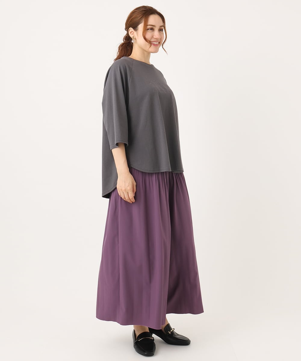 OLLJA01099 eur3(エウルキューブ) 【大きいサイズ】プリーツワイドパンツ パープル(63)