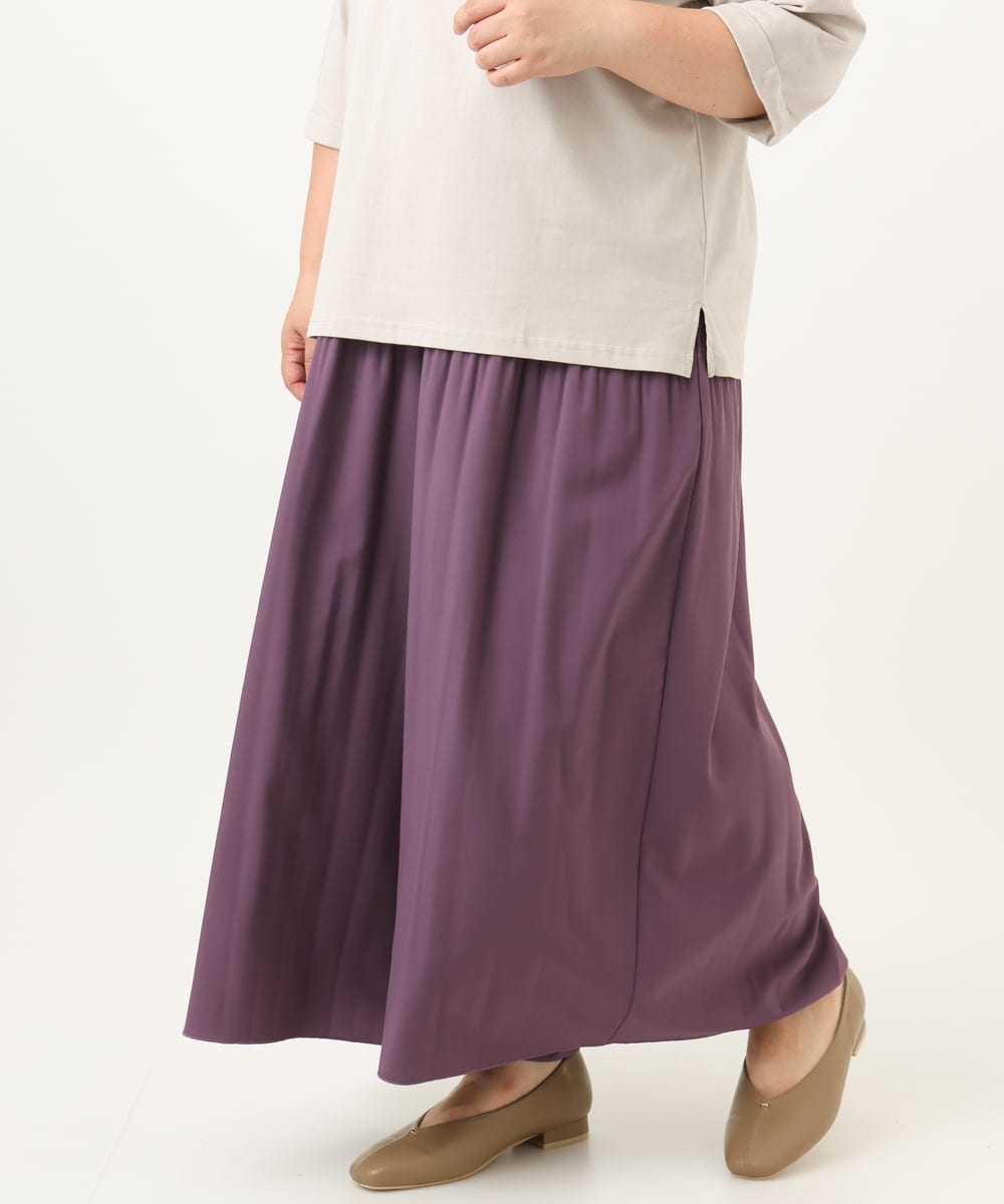 OLLJA01099 eur3(エウルキューブ) 【大きいサイズ】プリーツワイドパンツ パープル(63)