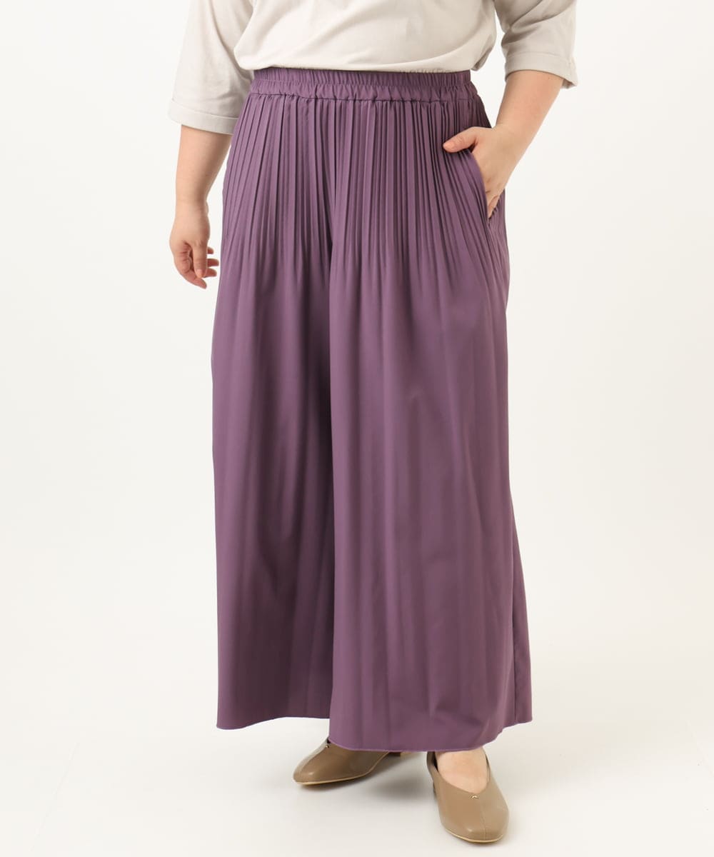 OLLJA01099 eur3(エウルキューブ) 【大きいサイズ】プリーツワイドパンツ パープル(63)