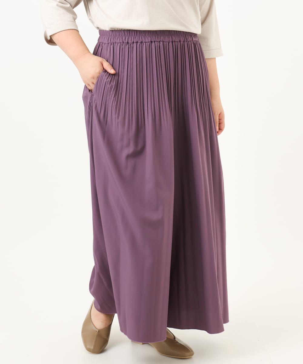 OLLJA01099 eur3(エウルキューブ) 【大きいサイズ】プリーツワイドパンツ パープル(63)