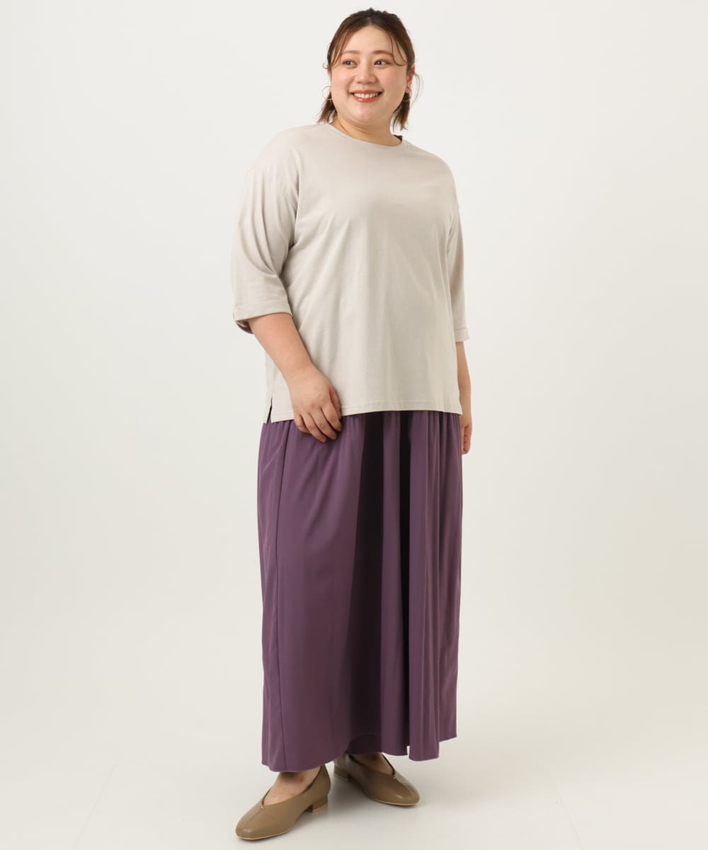 OLLJA01099 eur3(エウルキューブ) 【大きいサイズ】プリーツワイドパンツ パープル(63)