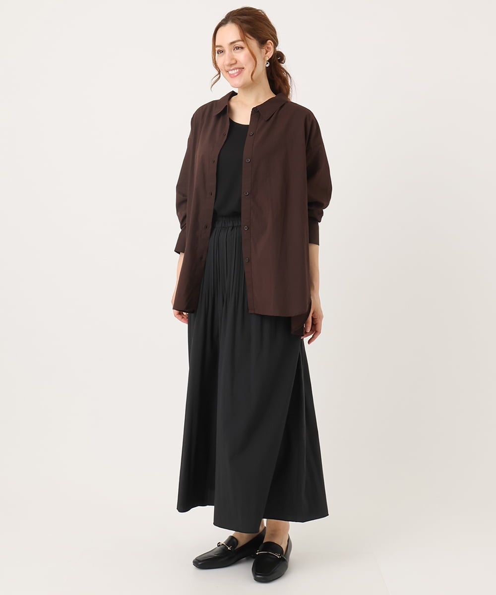OLLJA01099 eur3(エウルキューブ) 【大きいサイズ】プリーツワイドパンツ ブラック(94)