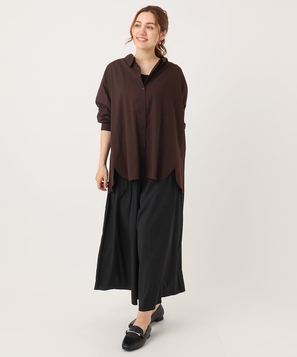OLLJA01099 eur3(エウルキューブ) 【大きいサイズ】プリーツワイドパンツ ブラック(94)