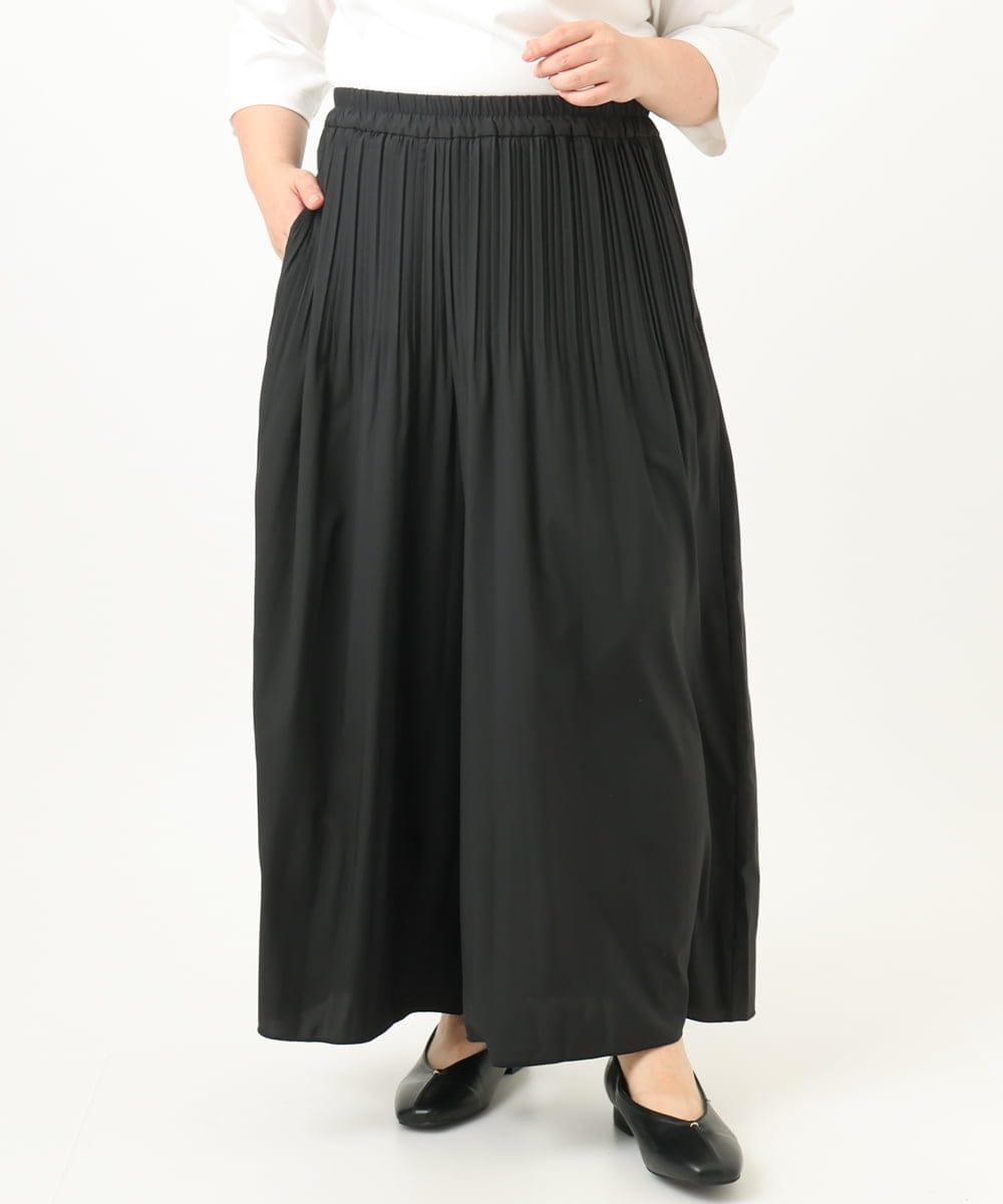 OLLJA01099 eur3(エウルキューブ) 【大きいサイズ】プリーツワイドパンツ ブラック(94)
