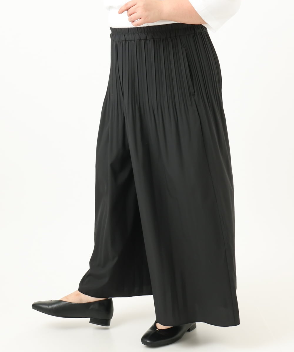 OLLJA01099 eur3(エウルキューブ) 【大きいサイズ】プリーツワイドパンツ ブラック(94)